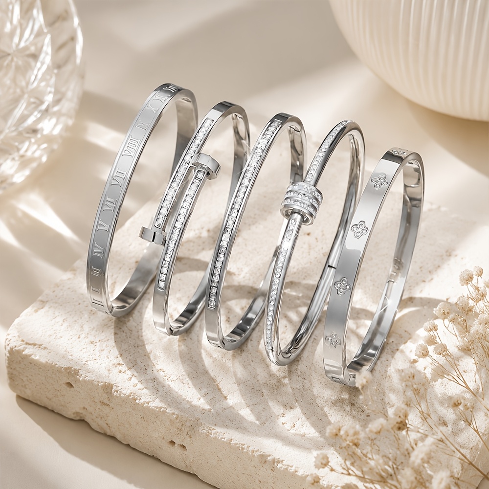 Women's 2pcs Set Elegant Stainless Steel Stackable Rings